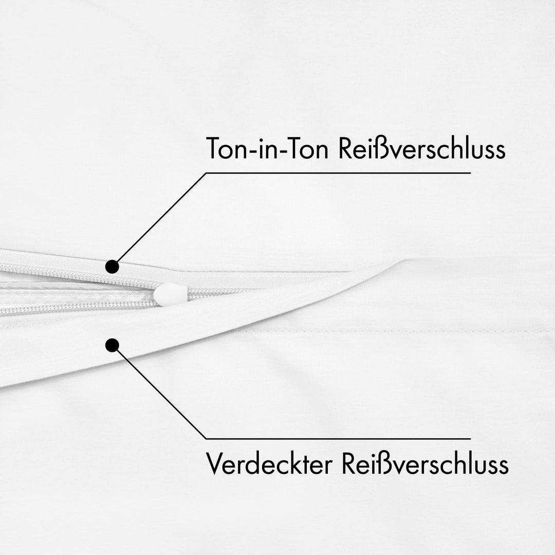 Bettwäsche-Set 200x200 cm Baumwolle Perkal 200 TC 3-teilig Weiss - Bild 4