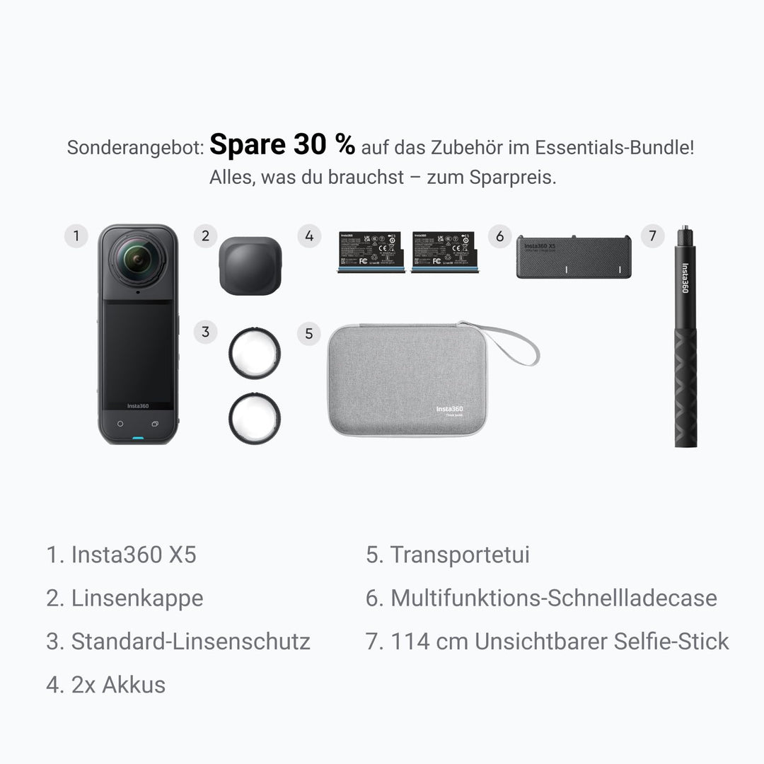 360-Grad-Actionkamera 8K 30fps mit KI-Chip und Selfie-Stick Bundle - Bild 2