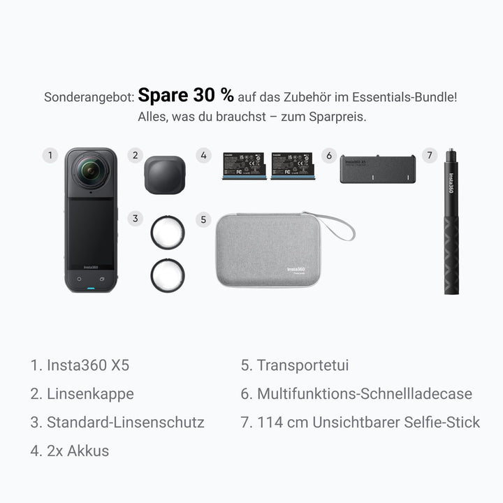 360-Grad-Actionkamera 8K 30fps mit KI-Chip und Selfie-Stick Bundle - Bild 2