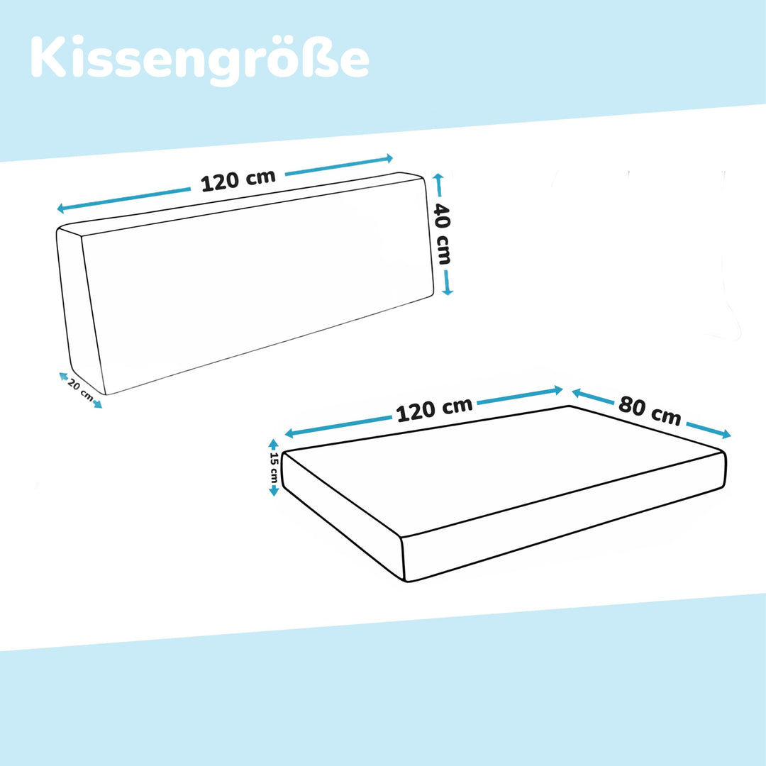 Palettenkissen 2er Set wasserabweisend 120x80 + 120x40 Anthrazit - Bild 5