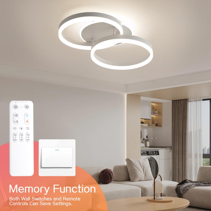LED Deckenleuchte 2-Ring-Design 36W dimmbar mit Fernbedienung Weiss - Bild 4