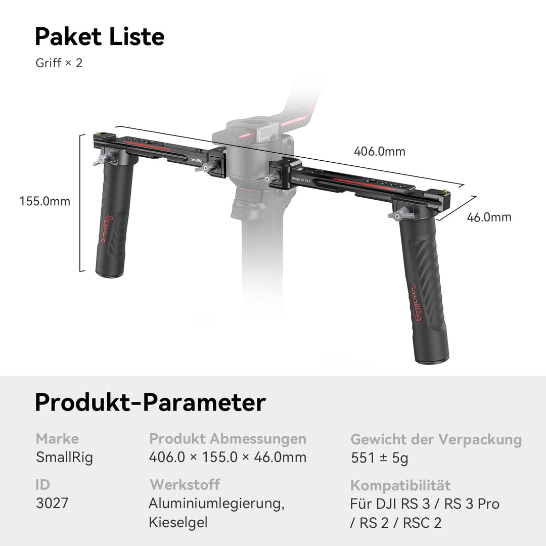 Dual Handgrip für DJI RS 2 / RS 3 / RS 4 / RS 5 Gimbal-Stabilisator - Bild 7