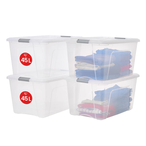 Aufbewahrungsboxen mit Deckel 45L Stapelbar Transparent 4er-Set