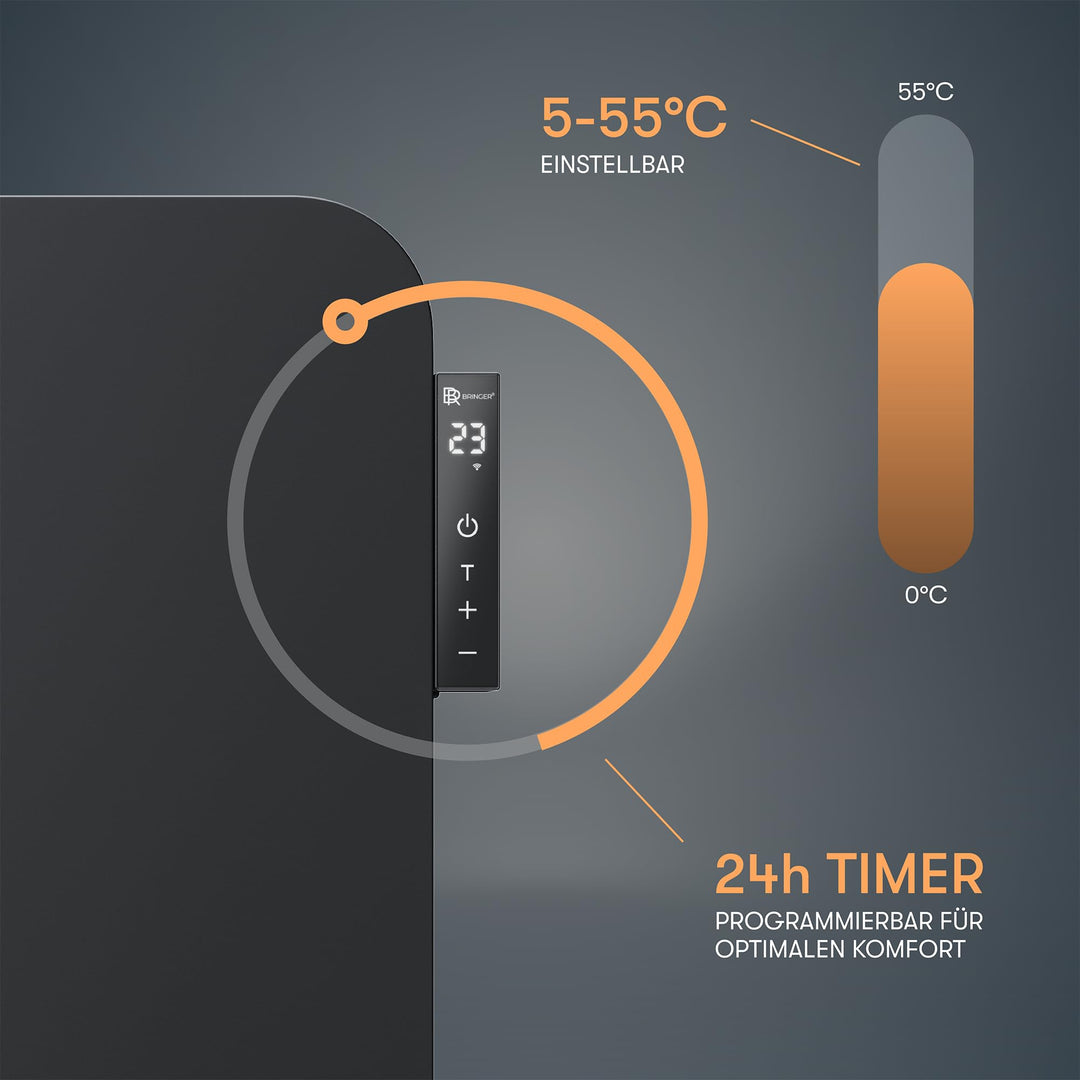 Infrarotheizung 450 W mit Smart Thermostat und App-Steuerung schwarz - Bild 4