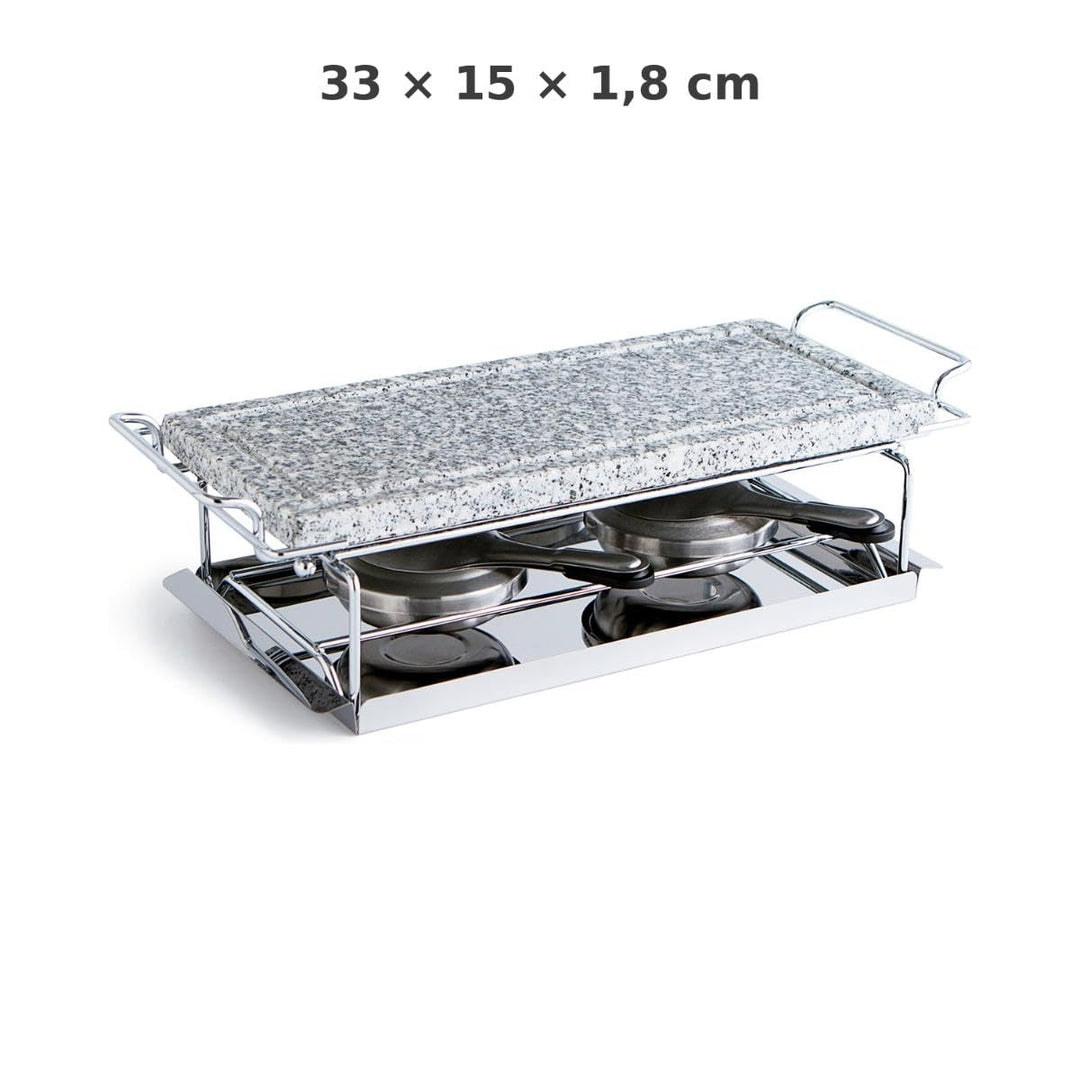 Grillstein-Set mit 2 Alkohol-Brennern Granit Edelstahlgestell - Bild 6