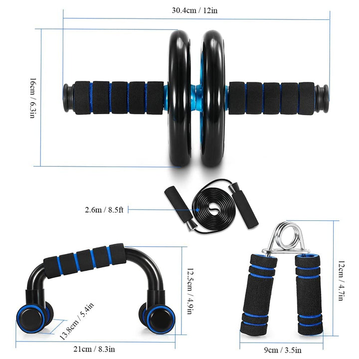 Fitnessset 5-in-1 Bauchtrainer Ab Wheel mit Springseil und Kniematte - Bild 9