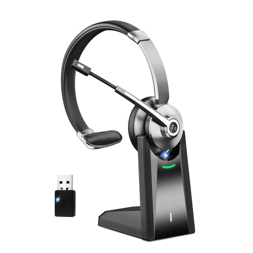 Office Headset Bluetooth Mono mit Ladestation USB-Dongle Rauschunterdrückung