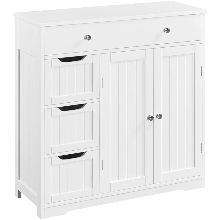 Badezimmerschrank weiss 4 Schubladen 2 Tueren MDF 81x30x81,5 cm