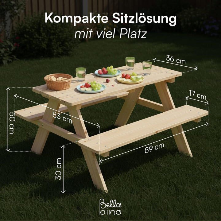 Kindersitzgruppe Massivholz Kiefer Tisch und 2 Bänke Outdoor - Bild 7