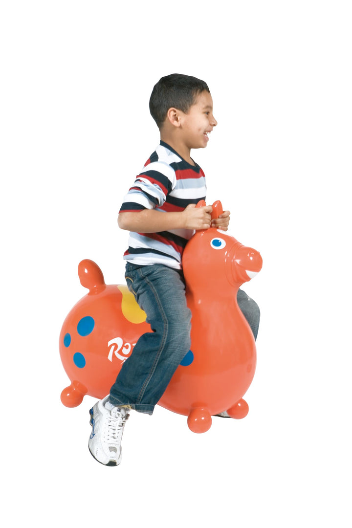 Hüpftier Pferd gross aufblasbar orange Zickzackmuster Kinder - Bild 4