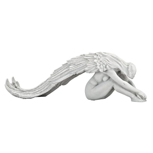 Engel Gartenstatue Polyresin Antik-Steinoptik 61 cm Gartendeko