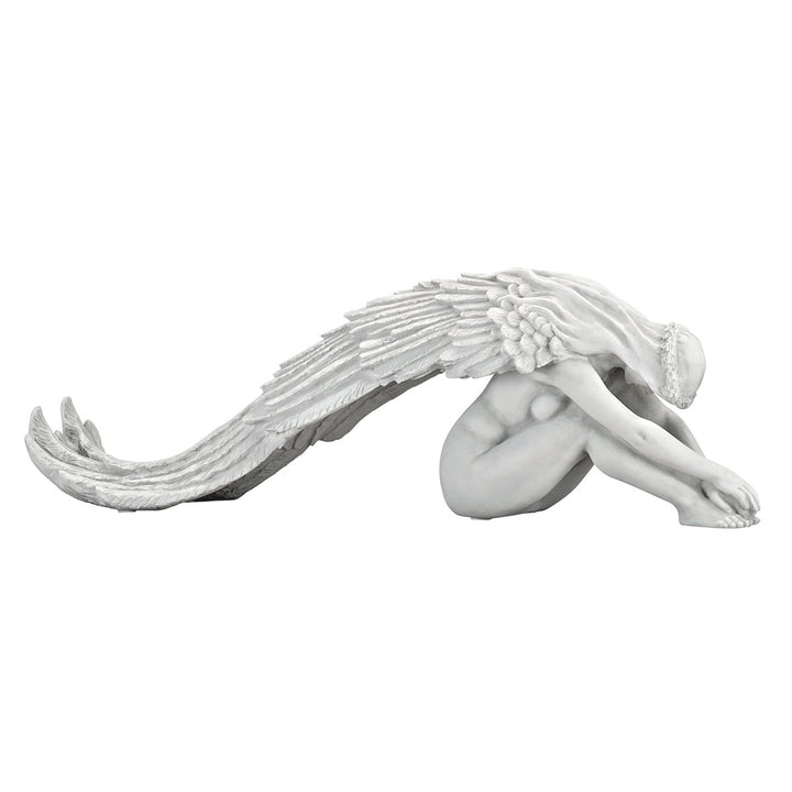 Engel Gartenstatue Polyresin Antik-Steinoptik 61 cm Gartendeko