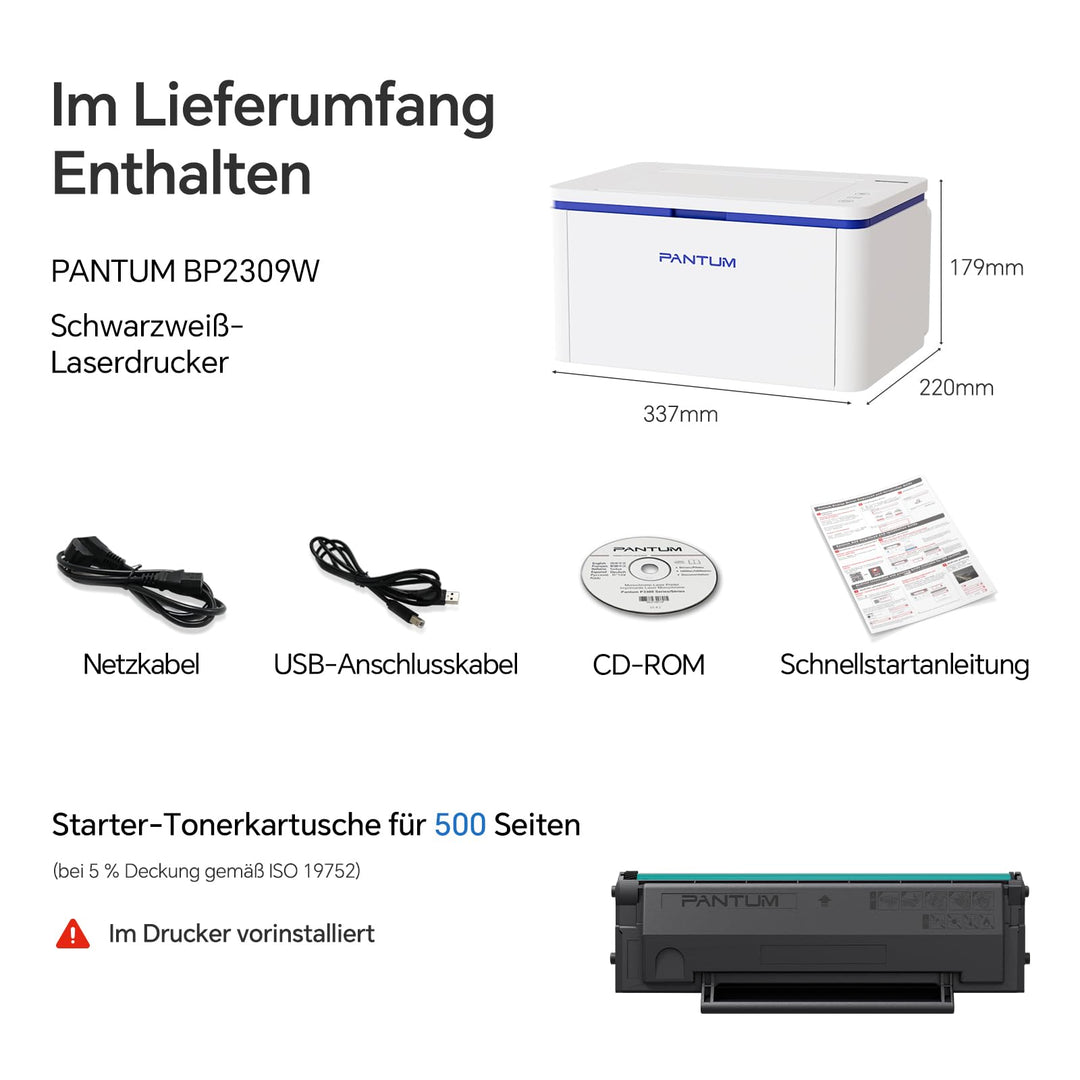 Laserdrucker SW WLAN AirPrint 20ppm mit Startertoner 500 Seiten - Bild 9