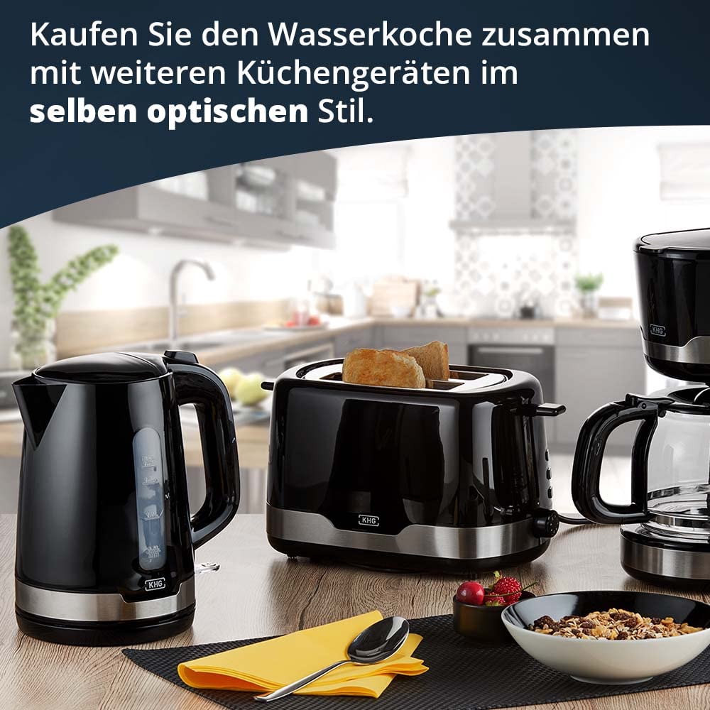 Frühstücksset 3-teilig Schwarz Wasserkocher Toaster Kaffeemaschine - Bild 2
