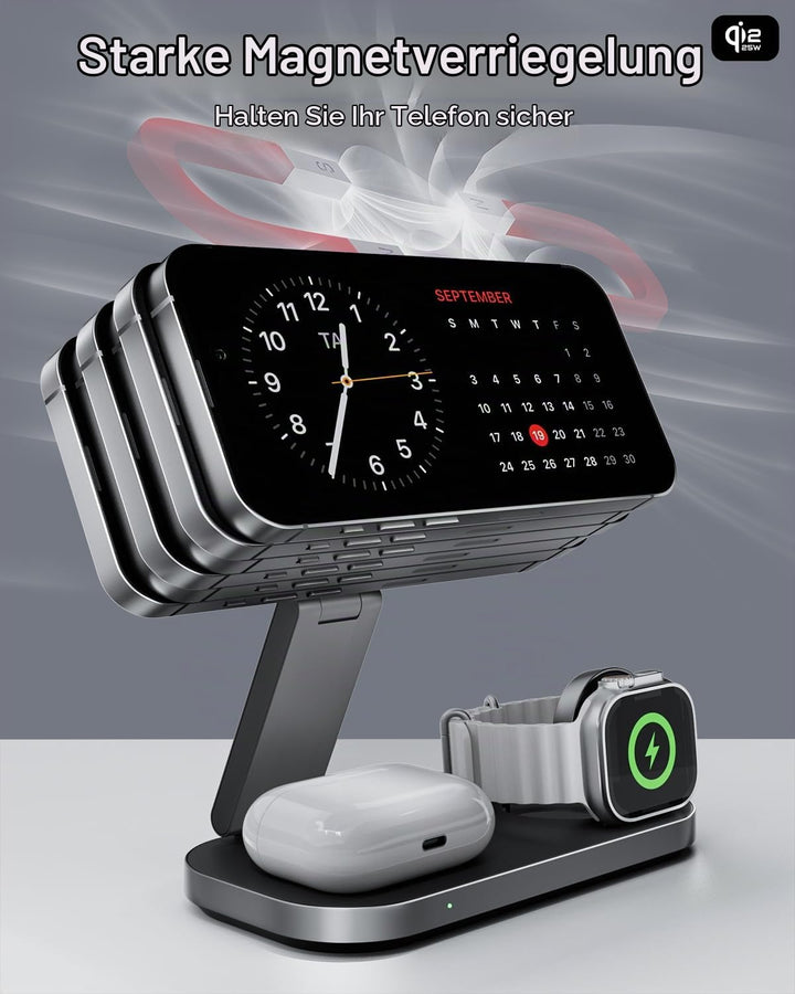 Kabellose Ladestation 3-in-1 Qi2 25W faltbar für iPhone &amp; Watch - Bild 6