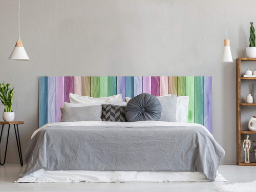 Bettkopfteil PVC Holzoptik Regenbogen 115x60 cm Wandmontage