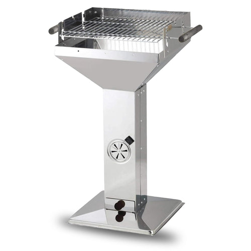 Holzkohlegrill Edelstahl rund mit höhenverstellbarem Grillrost