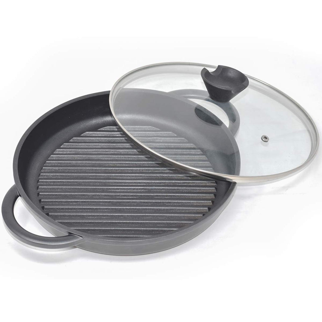 Grillpfanne mit Deckel Antihaft Aluguss 27cm Induktion