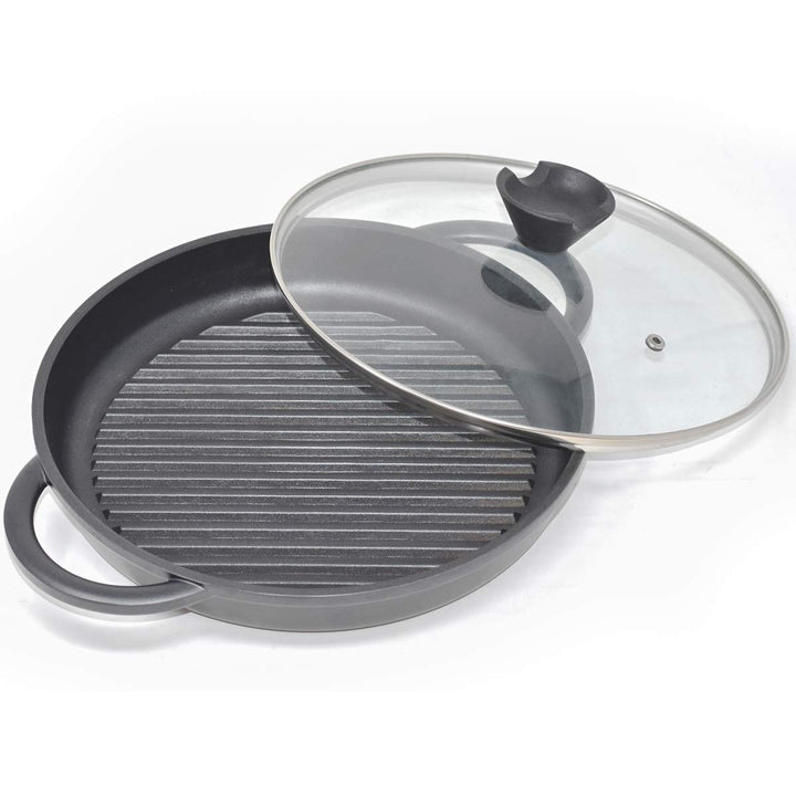 Grillpfanne mit Deckel Antihaft Aluguss 27cm Induktion