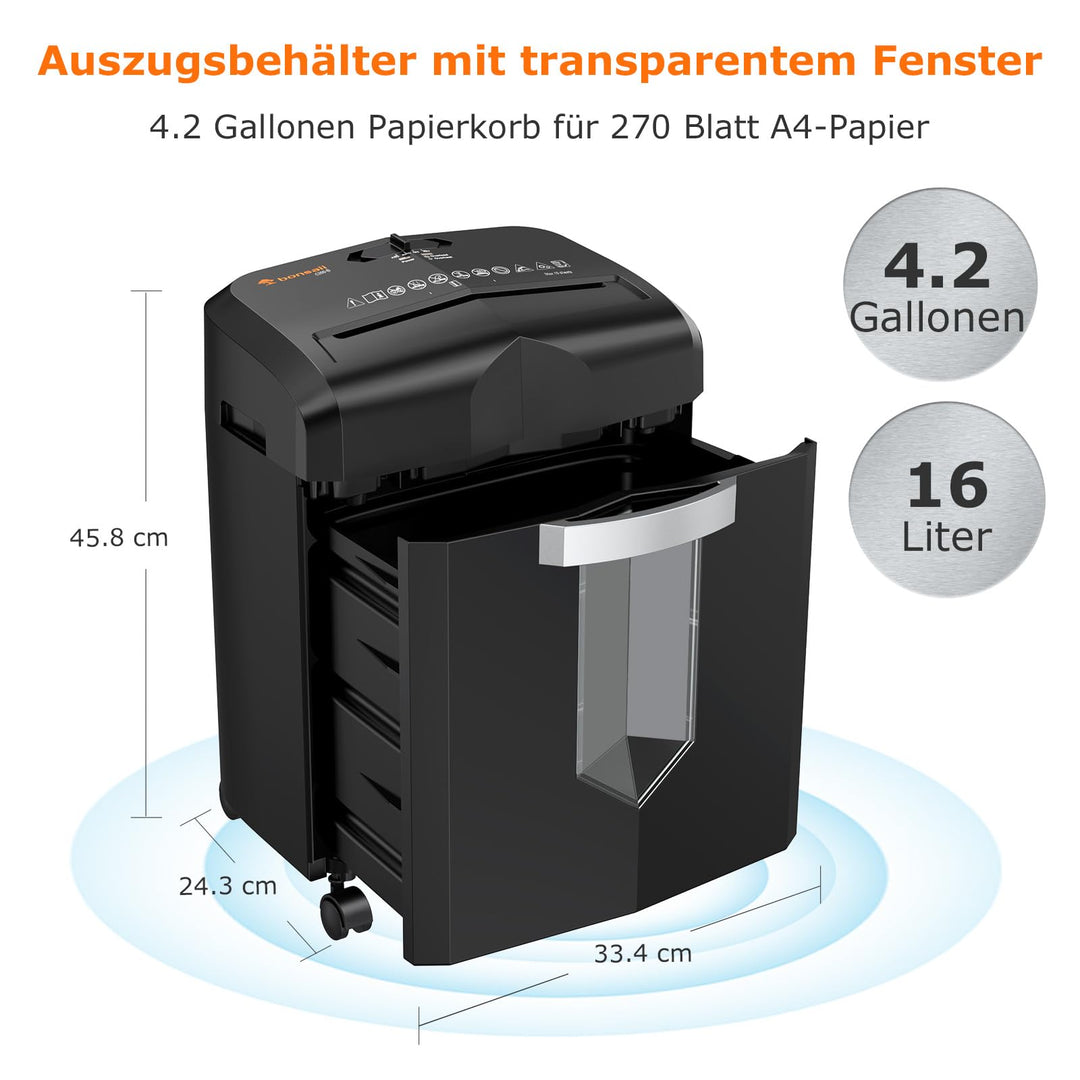 Aktenvernichter Partikelschnitt 12 Blatt 60 Min. Dauerlauf Büro