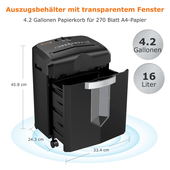 Aktenvernichter Partikelschnitt 12 Blatt 60 Min. Dauerlauf Büro