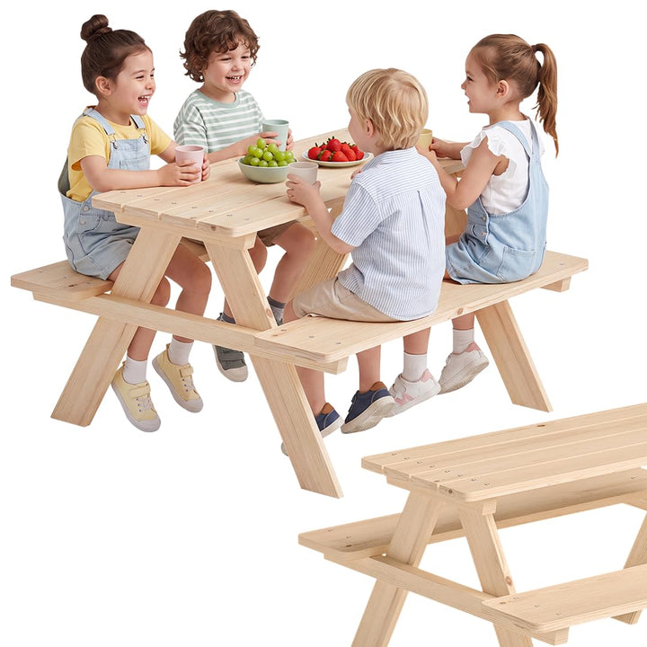 Kindersitzgruppe Massivholz Kiefer Tisch und 2 Bänke Outdoor