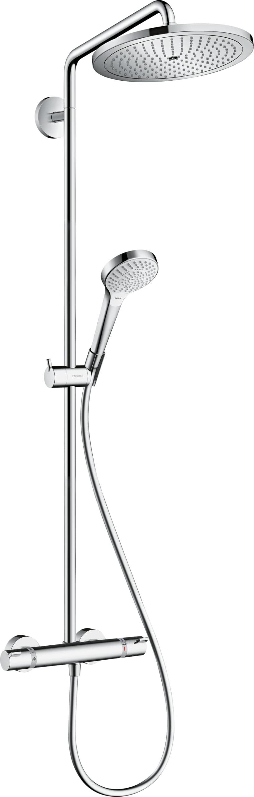 Duschsystem Chrom 280mm Kopfbrause 4 Strahlarten mit Thermostat