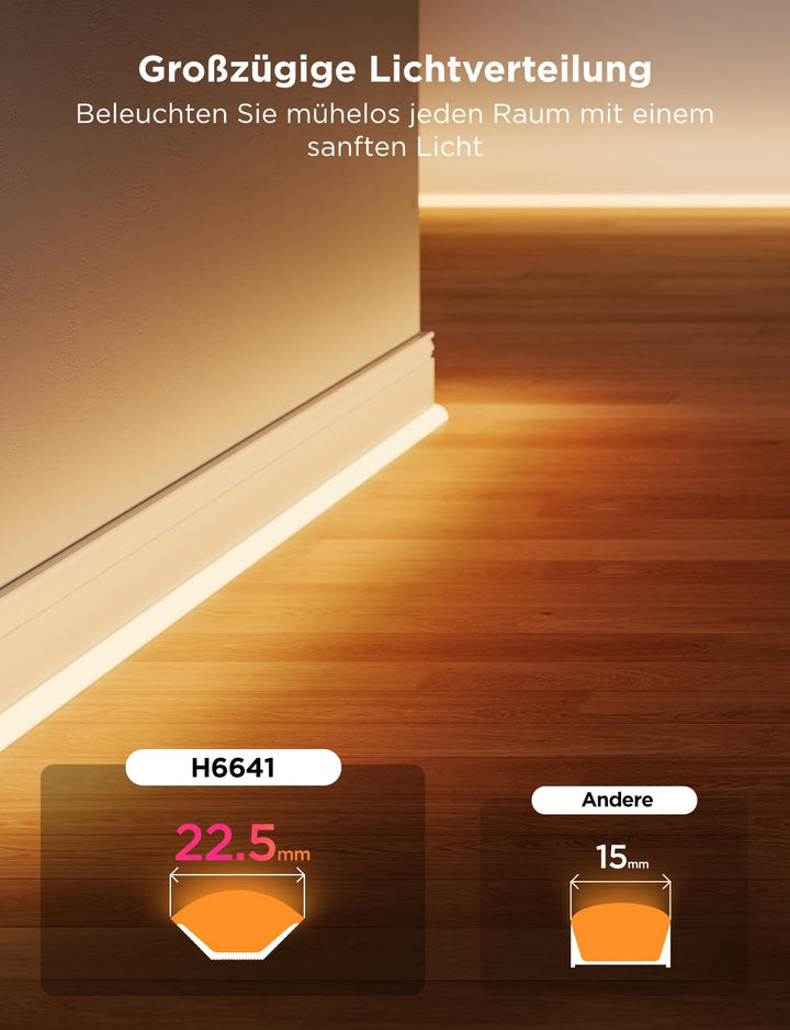 Neon LED Streifen RGBIC Sockelleiste 5m mit App &amp; Sprachsteuerung - Bild 3