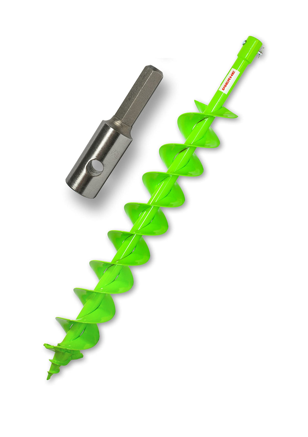 Erdbohrer 80 mm Hartmetallspitze Doppelspiral mit Hex-Adapter