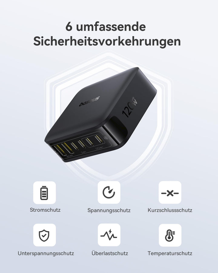 GaN Ladestation 120W 6-Port USB-C für Laptop und Smartphone - Bild 5