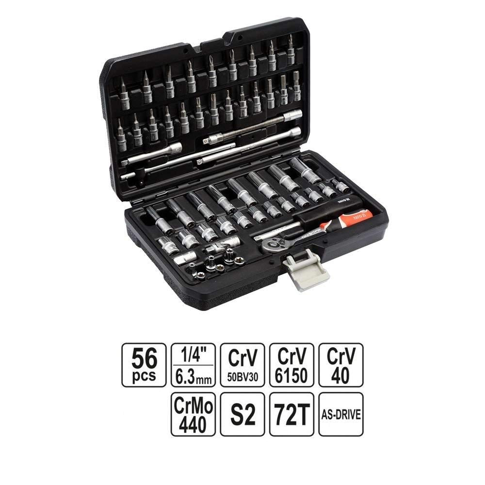 Steckschlüsselsatz 56-teilig 1/4" Antrieb Profi-Werkzeugset - Bild 3