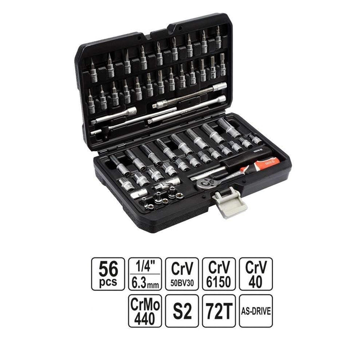 Steckschlüsselsatz 56-teilig 1/4" Antrieb Profi-Werkzeugset - Bild 3