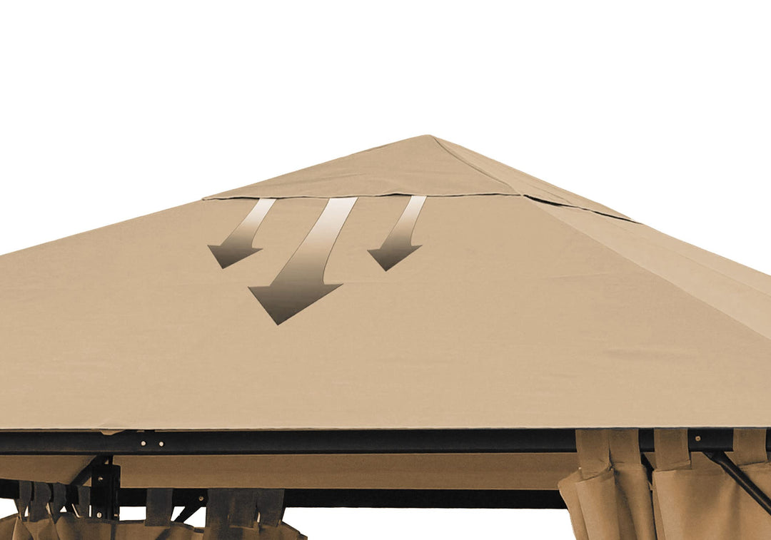 Pavillon Ersatzdach 3x3m Polyester wasserabweisend Sand/Beige - Bild 3