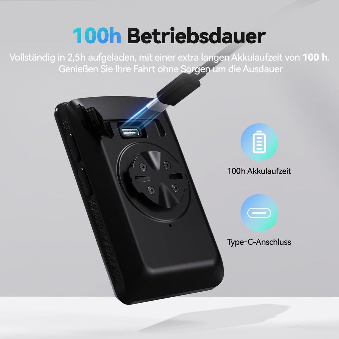 GPS Fahrradcomputer Bluetooth ANT+ 2,8 Zoll 100h Akku IPX7 - Bild 4
