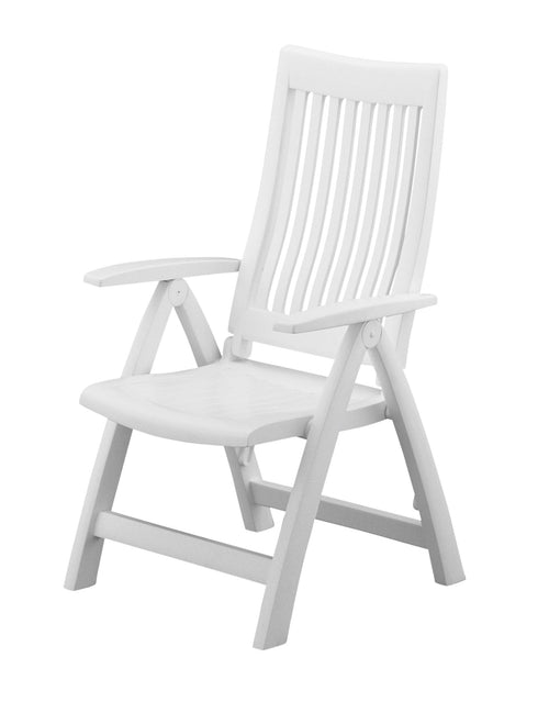 Gartenstuhl Hochlehner Kunststoff klappbar 4-fach verstellbar weiss