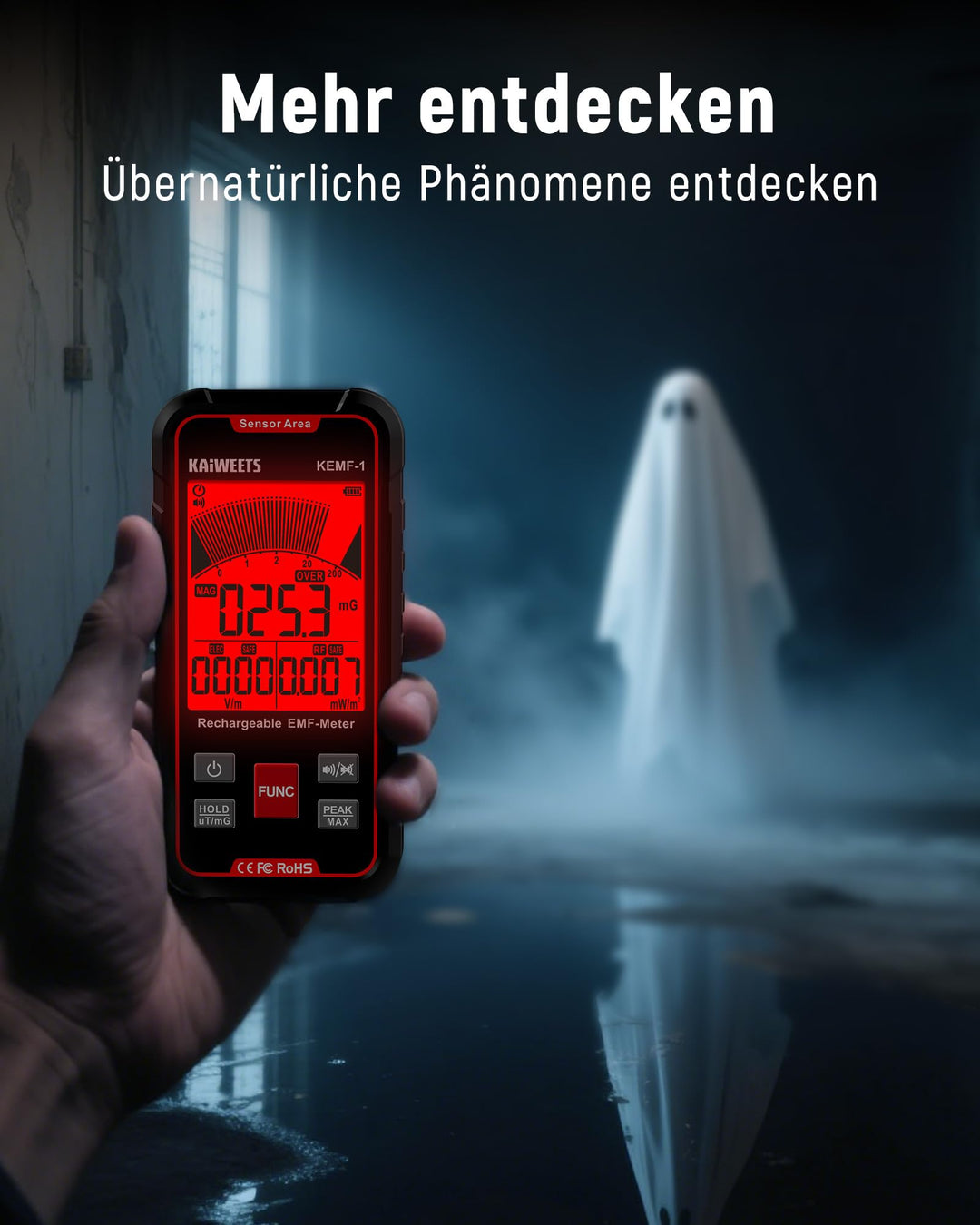 EMF-Messgerät 3-in-1 EF/MF/RF mit LCD-Display und USB-C Akku - Bild 6