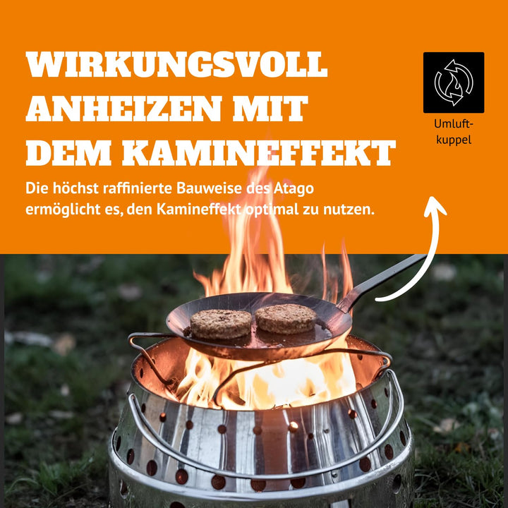 Holzkohlegrill 4-in-1 klappbar Edelstahl Ø34 cm Camping - Bild 6