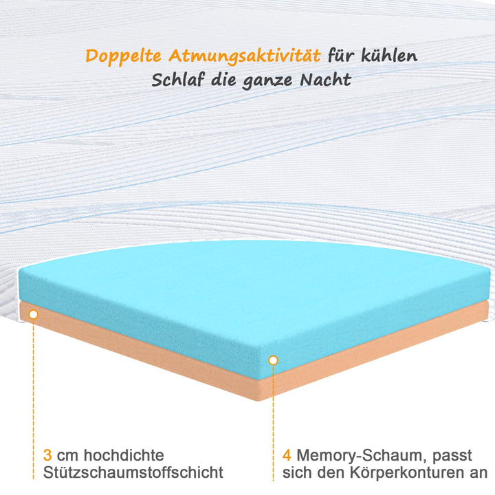 Matratzen-Topper 180x200 cm Polyester 7 cm Höhe für Doppelbett - Bild 5