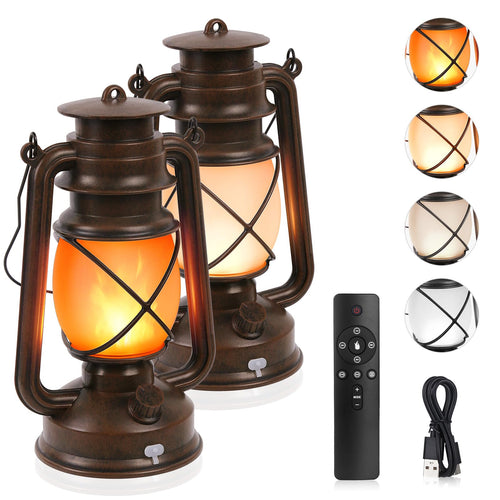 LED Laterne Vintage mit Flammeneffekt 4 Modi USB wiederaufladbar 2er-Set