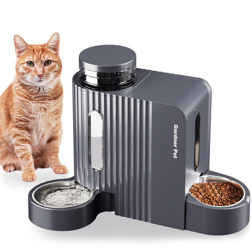 Schwerkraft-Futterautomat 2-in-1 Edelstahlnäpfe 3L Wasser 1,3kg Futter
