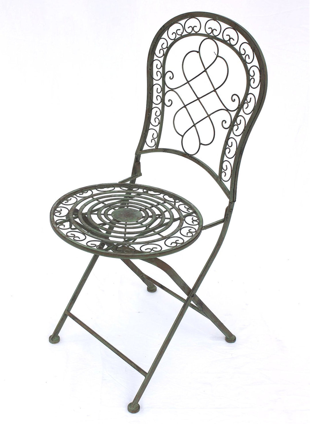 Gartenstuhl Eisen Vintage Patina Grün Antik für Garten &amp; Balkon - Bild 6