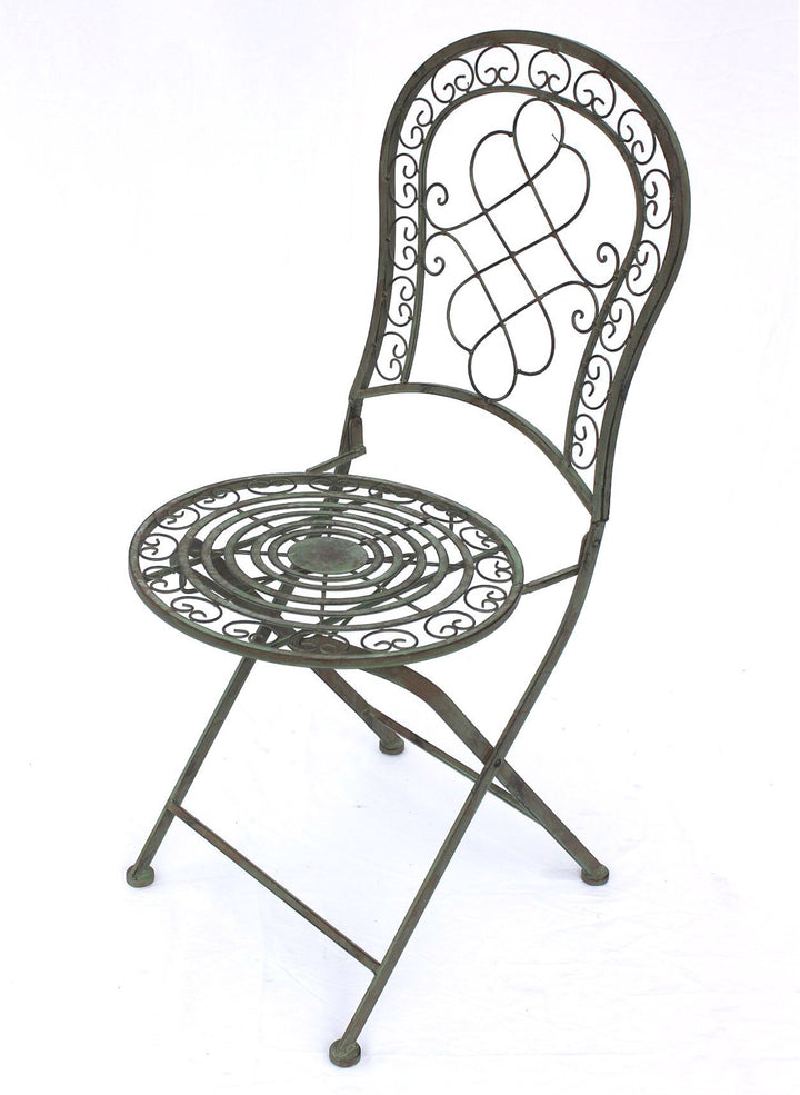 Gartenstuhl Eisen Vintage Patina Grün Antik für Garten &amp; Balkon - Bild 6