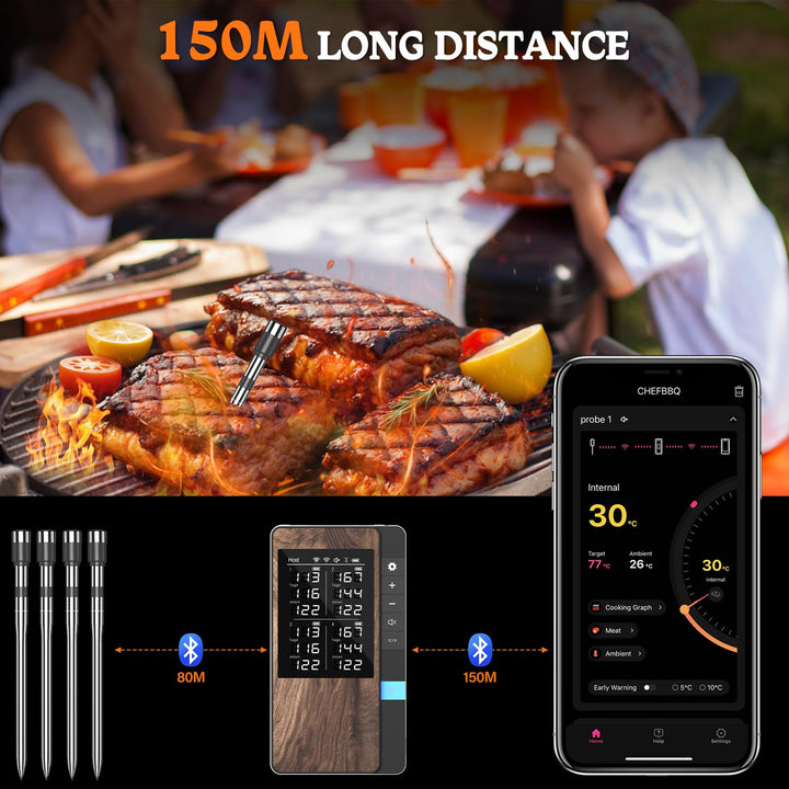 Grillthermometer Kabellos 4-Sonden Bluetooth mit App 150 m - Bild 5