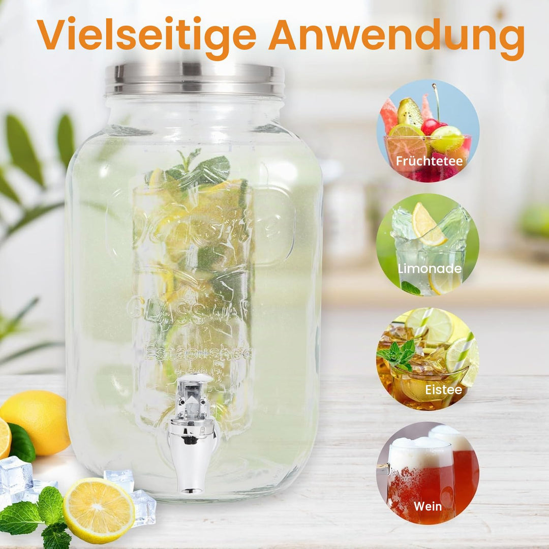 Glas Getränkespender 4L mit Zapfhahn und Ständer 2er-Set - Bild 8