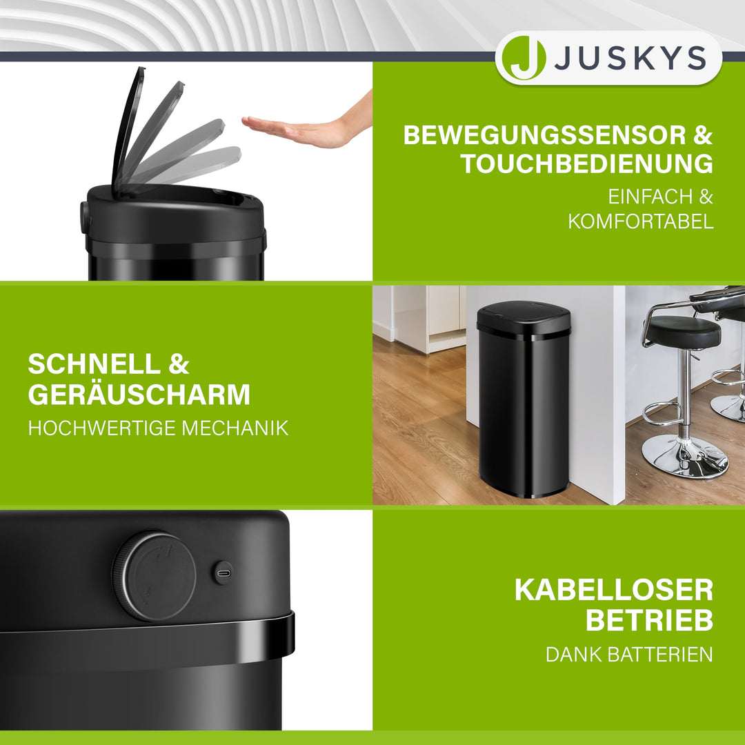 Sensor-Mülleimer Küche 60L Edelstahl Schwarz eckig kontaktlos - Bild 3