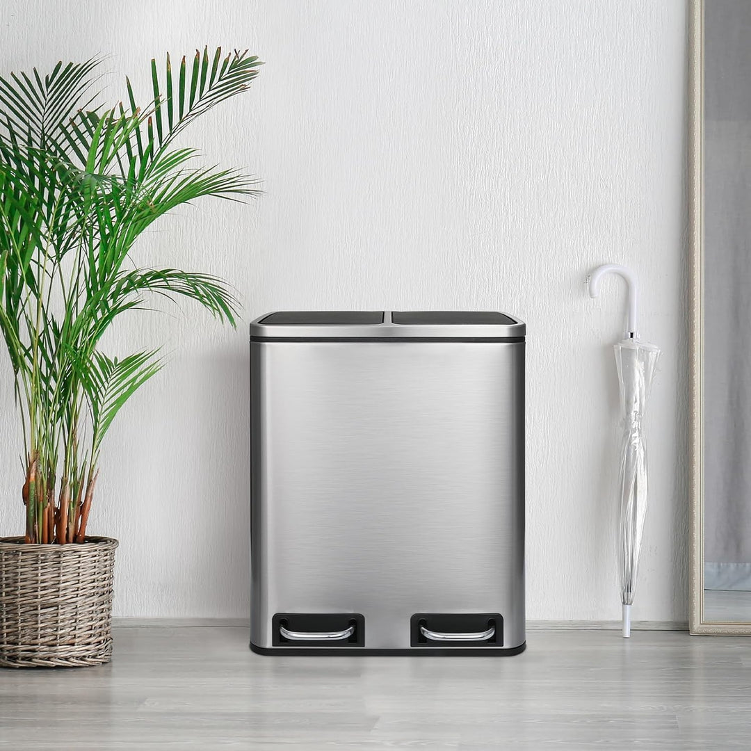 Mülleimer Doppelfach 30L Edelstahl Soft-Close Treteimer - Bild 2