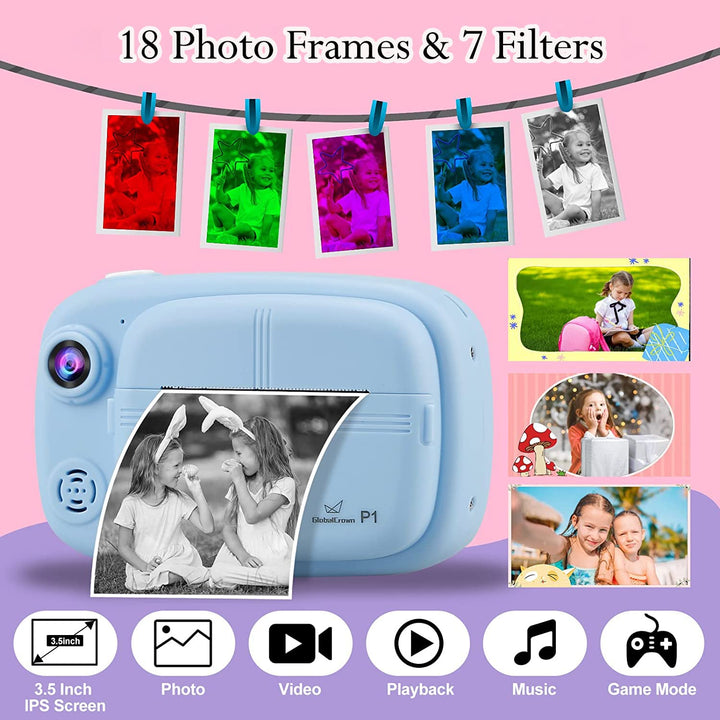 Sofortbildkamera Kinder 12MP 1080p HD mit Thermodruck 32GB Karte - Bild 2