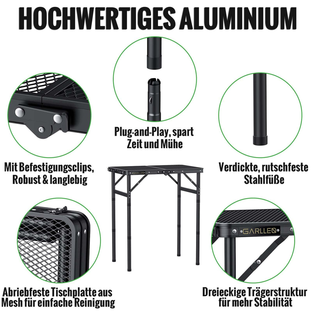 Klapptisch Camping höhenverstellbar 58x40cm Aluminium 3 Höhen - Bild 2