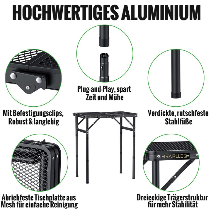 Klapptisch Camping höhenverstellbar 58x40cm Aluminium 3 Höhen - Bild 2