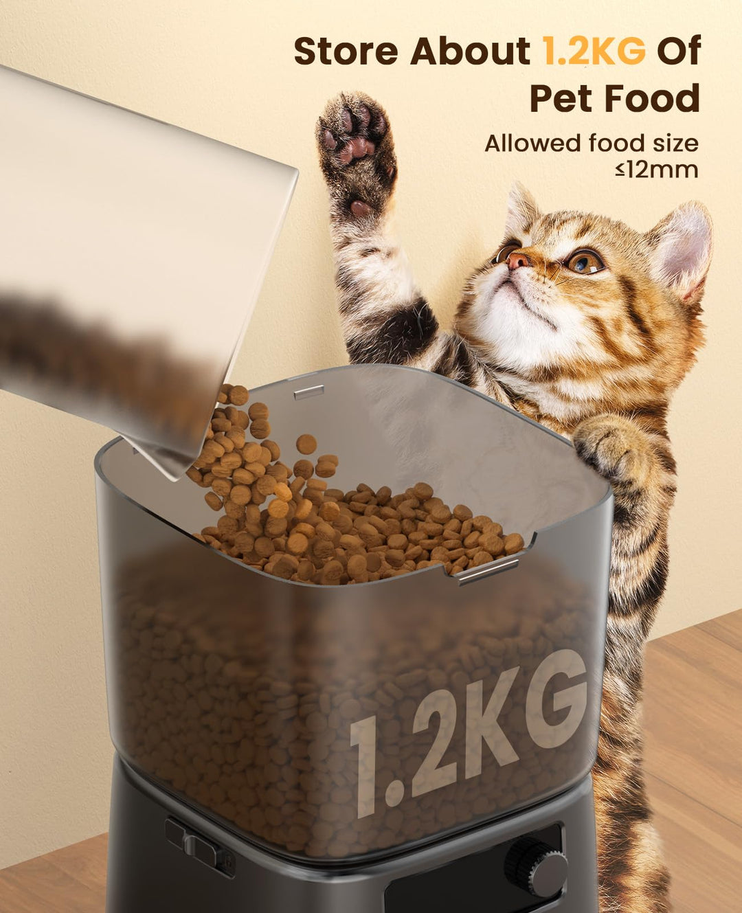 Futterautomat Katze 3.5L Trockenfutter, LCD, 1-6 Mahlzeiten täglich - Bild 6